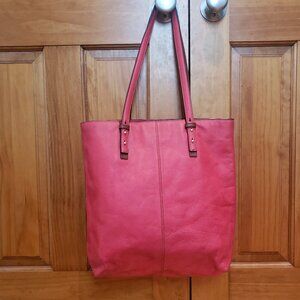 Vera Bradley Women’s Canyon Genuine Leather Sunset Red Orange Tote Bag Coral